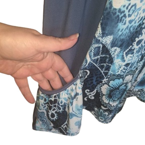 Blue Layered Look Short Sleeve Top Size 2X - Picture 5 of 5